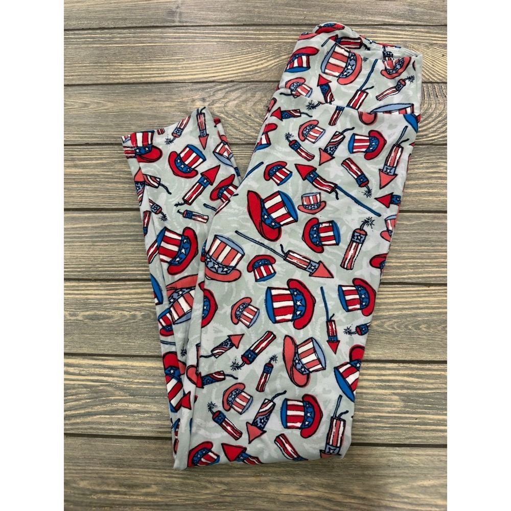 Patriotic Uncle Sam Fireworks Americana Buttery Soft Leggings Os